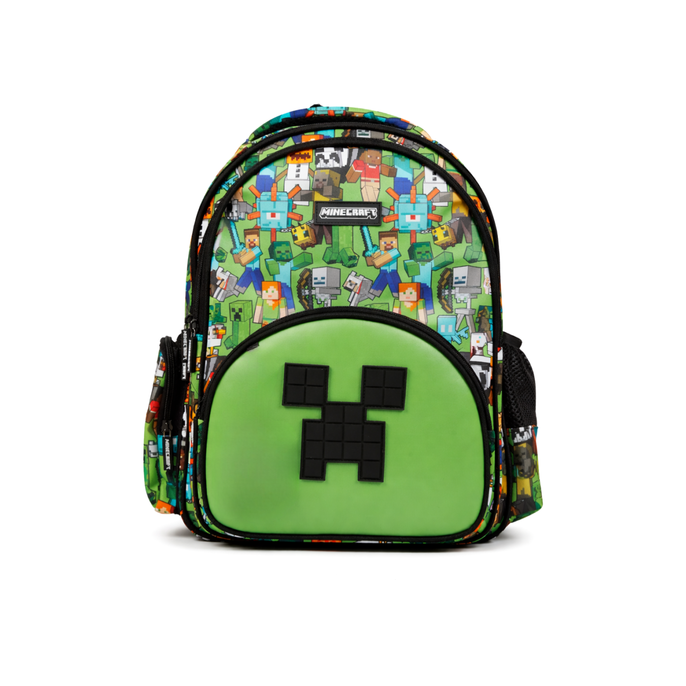 Minecraft Lisanslı Creeper Desenli 3 Bölmeli Okul Çantası - Yeşil Sırt Çantası 26600