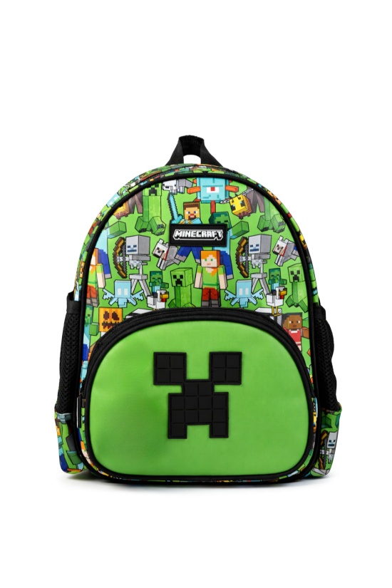 Minecraft Lisanslı Creeper Desenli Anaokulu Çantası - Yeşil Çocuk Sırt Çantası 26601