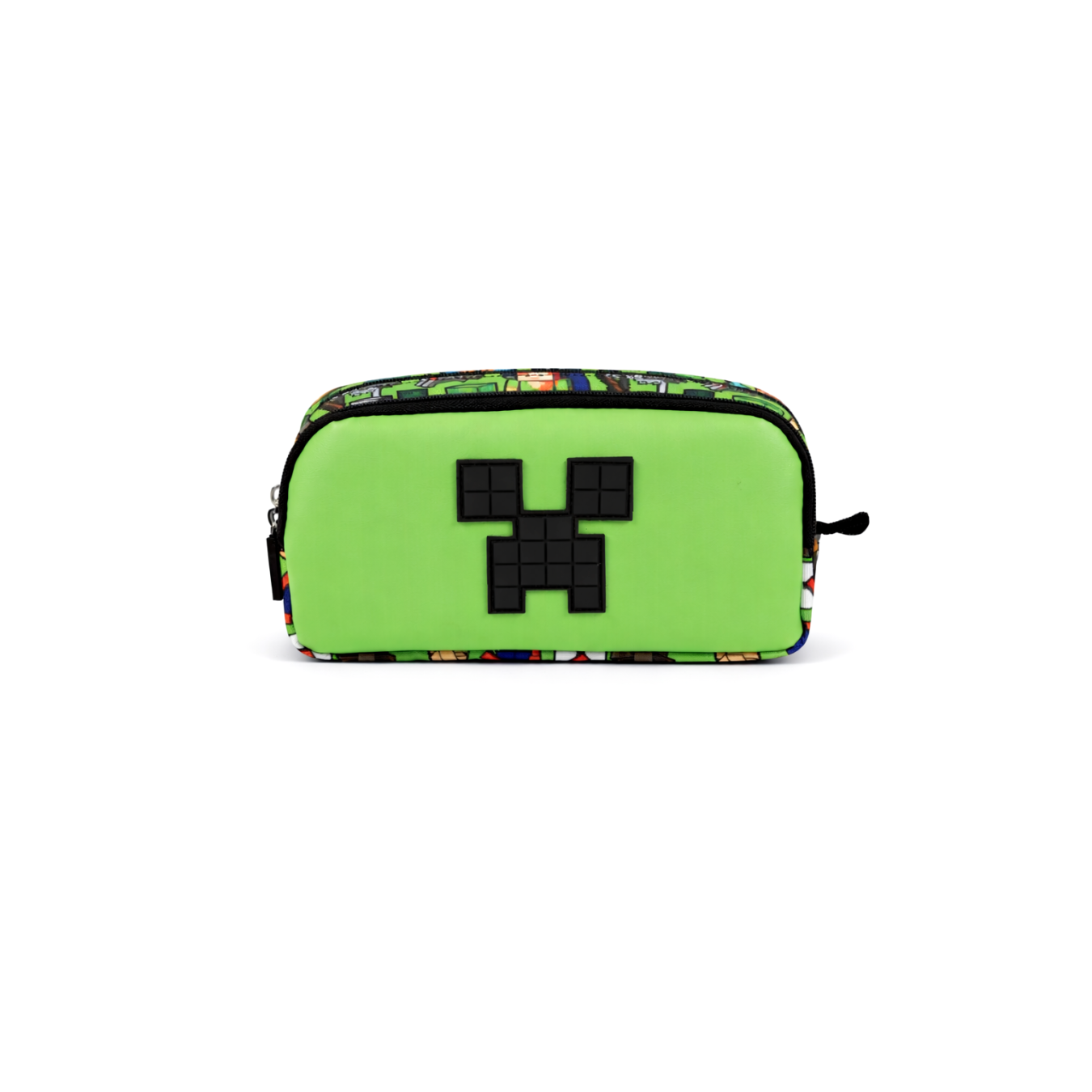 Minecraft Lisanslı Creeper Desenli Çift Bölmeli Kalemlik - Yeşil Kalem Kutusu 26603