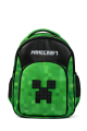 Minecraft Lisanslı Creeper Logolu 3 Bölmeli Okul Çantası - Yeşil Piksel Sırt Çantası 26609