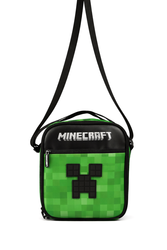 Minecraft Lisanslı Creeper Logolu Omuz Askılı Beslenme Çantası - Yeşil Çocuk Çantası 26611