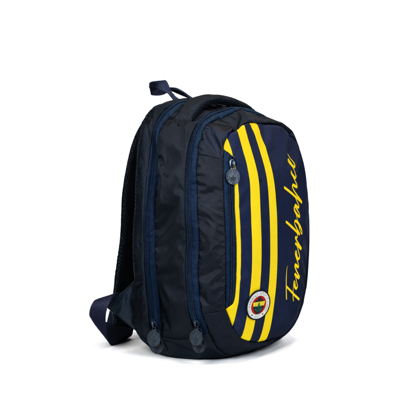 Fenerbahçe Lisanslı Sarı Lacivert Çubuklu Sırt Çantası - 3 Bölmeli Laptop Gözlü Okul Çantası