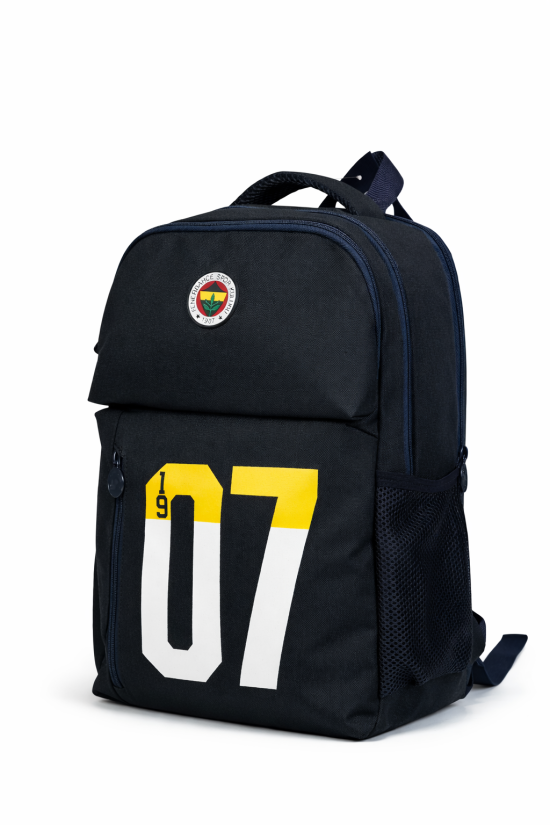 Fenerbahçe Lisanslı 1907 Baskı Detaylı Lacivert Sırt Çantası - Laptop Bölmeli Su İtici Kumaşlı Okul Çantası