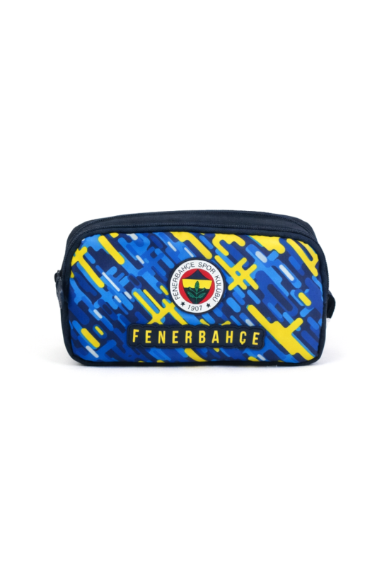 Fenerbahçe Lisanslı Garni Desenli Kalemlik - Lacivert 2 Bölmeli Kalem Çantası