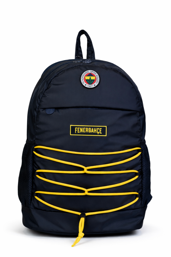 Fenerbahçe Lisanslı İpli Sırt Çantası - 3 Bölmeli Laptop Gözlü Sarı Lacivert Okul Çantası