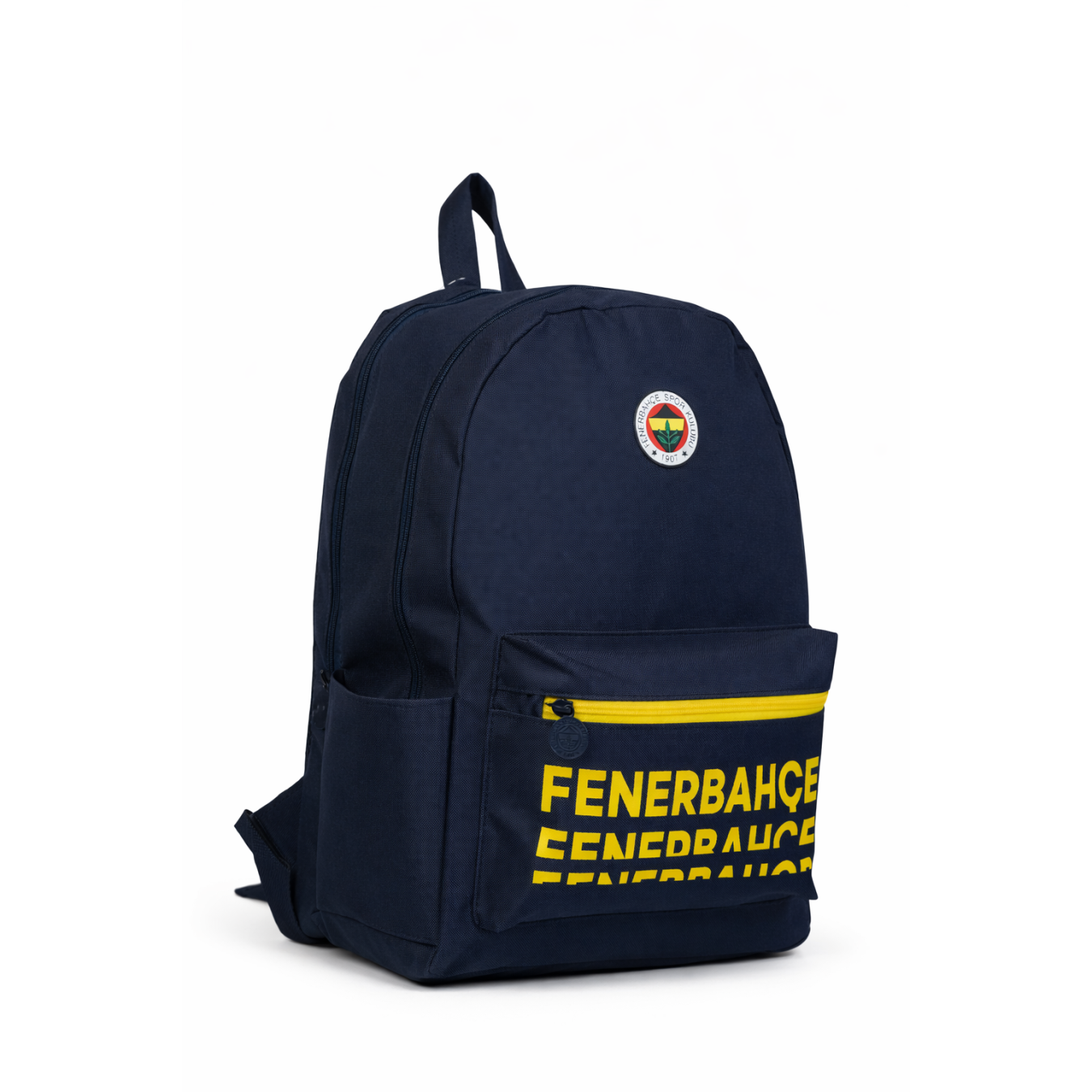 Fenerbahçe Lisanslı Lacivert Üç Bölmeli Sırt Çantası - Serigraf Baskılı Su İtici Kumaşlı Laptop Bölmeli Okul Çantası