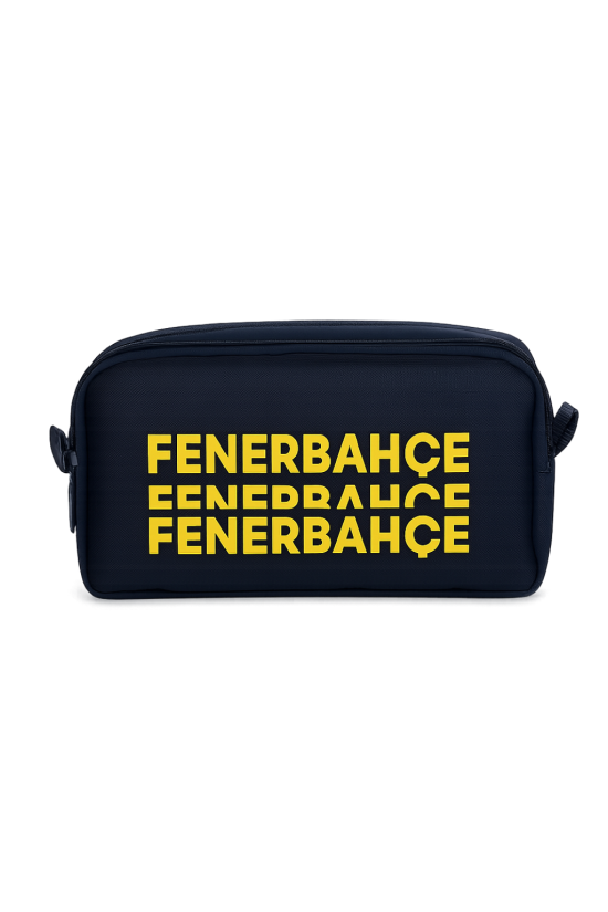 Fenerbahçe Lisanslı Lacivert Çift Bölmeli Kalemlik - Yazı Baskılı Su İtici Kumaşlı Kalem Kutusu