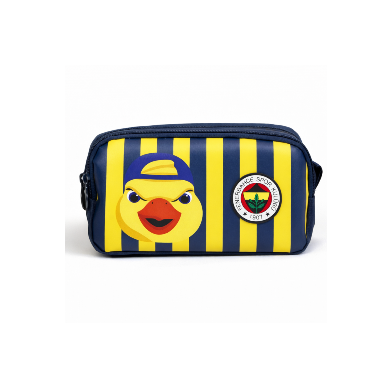 Fenerbahçe Lisanslı Çubuklu Desenli Çift Bölmeli Kalemlik - Yellow Baskılı Okul Kalem Çantası