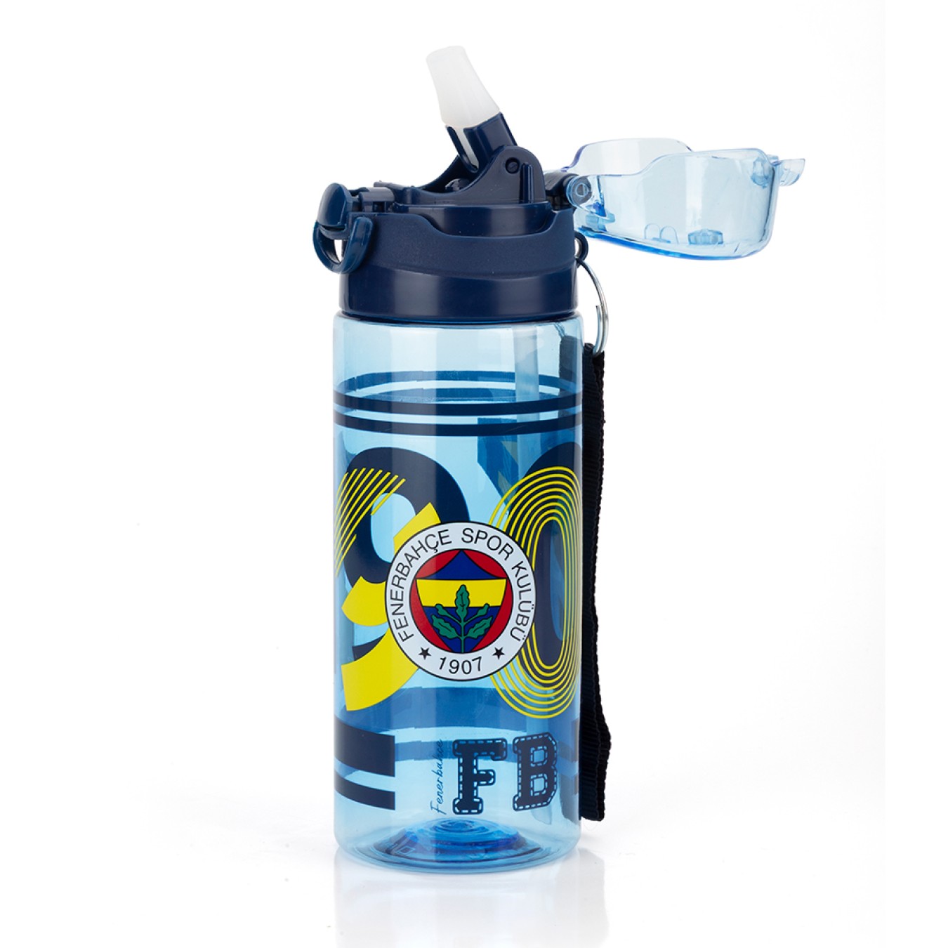 Fenerbahçe Lisanslı 500ml Pipetli Kilitli Kapaklı Mavi Su Matarası - Orijinal FB Taraftar Suluk