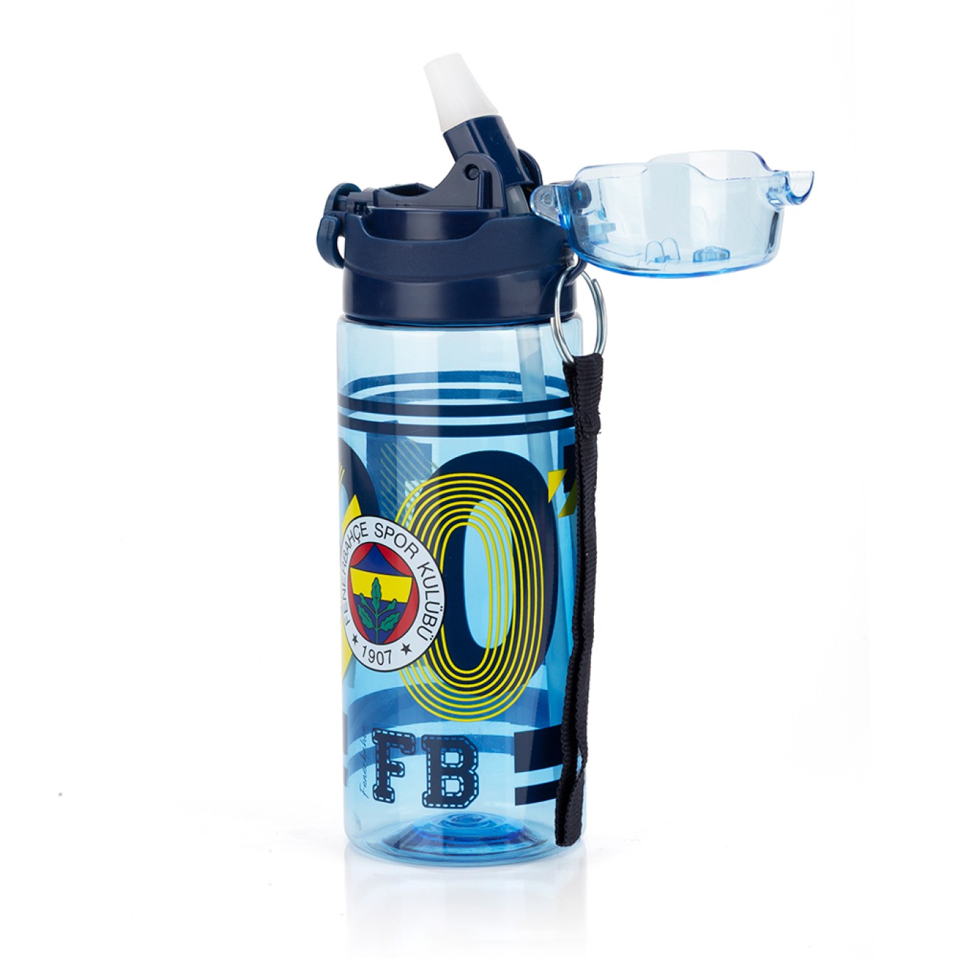 Fenerbahçe Lisanslı 500ml Pipetli Kilitli Kapaklı Mavi Su Matarası - Orijinal FB Taraftar Suluk