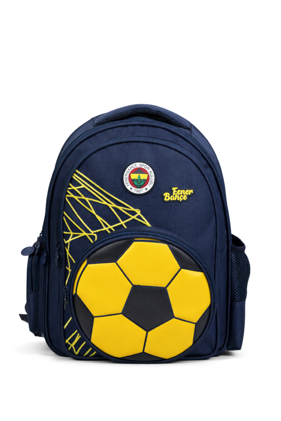 Fenerbahçe Lisanslı 3D Suni Deri Detaylı Okul Çantası - Lacivert 2 Bölmeli Sırt Çantası