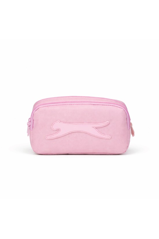 Slazenger Lisanslı Logolu Kalemlik - Pembe 2 Bölmeli Kalem Çantası