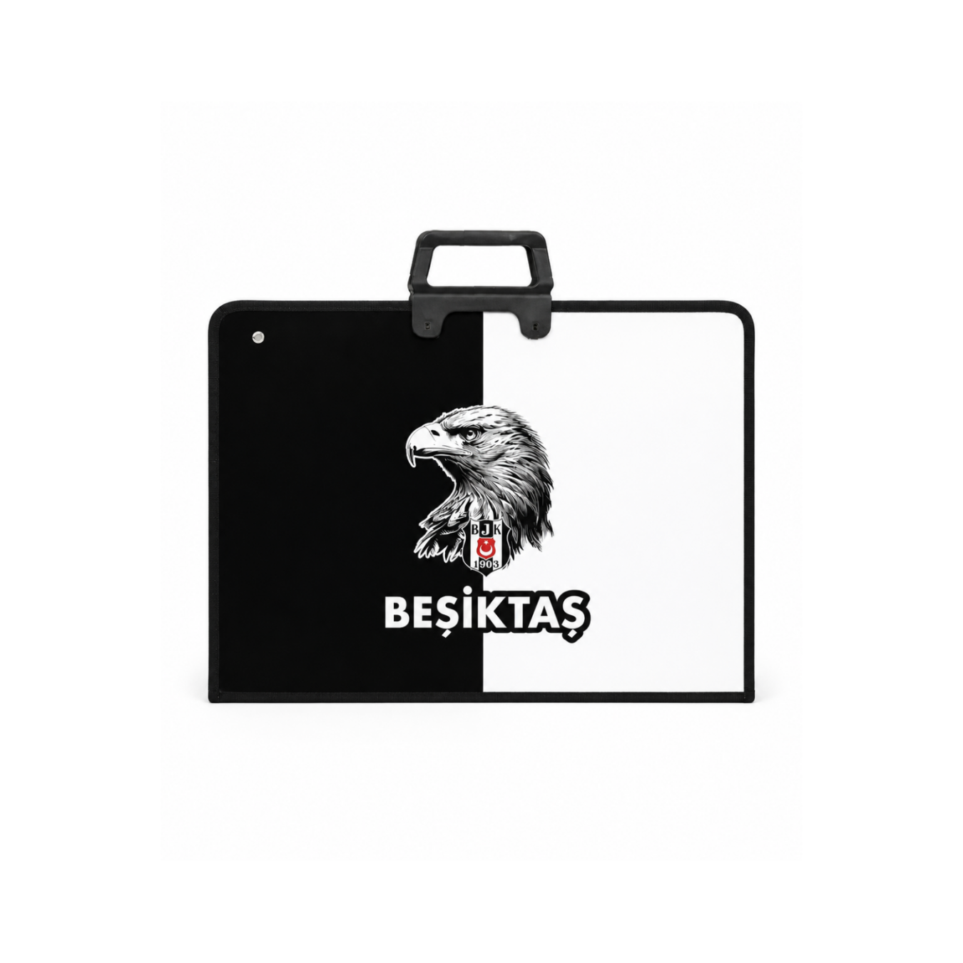 Beşiktaş Lisanslı Parçalı Kartal Baskılı Proje Çantası - Askılı Fermuarlı Resim Çantası 35x50 cm