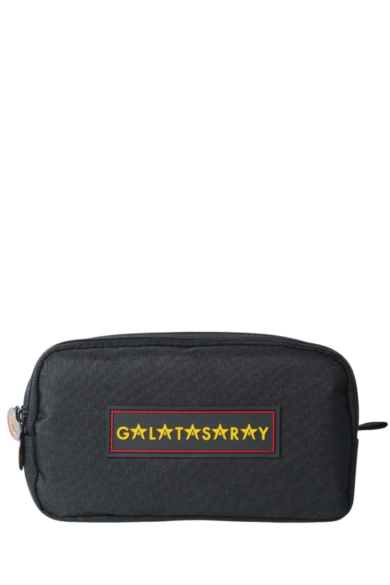 Galatasaray Lisanslı 5 Yıldızlı Siyah Kalemlik - Rubber Logolu Su İtici Kumaşlı Kalem Kutusu