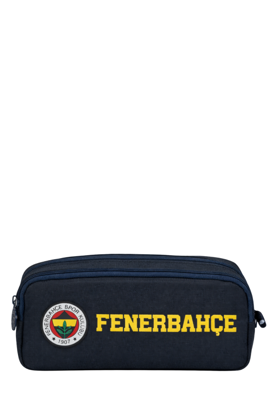 Fenerbahçe Lisanslı Su İtici Özellikli Lacivert Kalemlik- İki Bölmeli & Rubber Logolu Kalem Çantası
