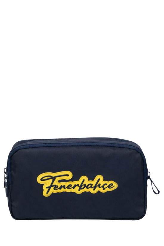 Fenerbahçe Lisanslı Sarı El Yazılı Kalemlik - Çift Bölmeli Lacivert Su İtici Kumaşlı Kalem Kutusu