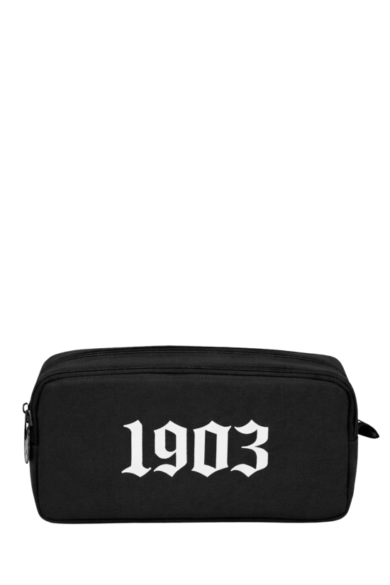 Beşiktaş Lisanslı 1903 Baskılı Kalemlik - Siyah Su İtici Kumaşlı Çift Bölmeli Kalem Çantası