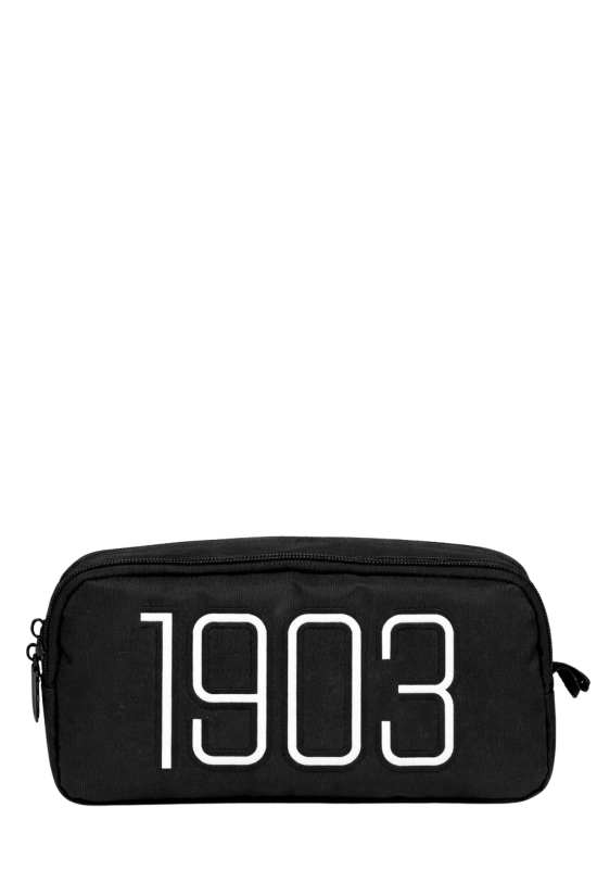 Beşiktaş Lisanslı 1903 Nakışlı Kalemlik - Çift Bölmeli Su İtici Kumaşlı Kalem Çantası - Siyah