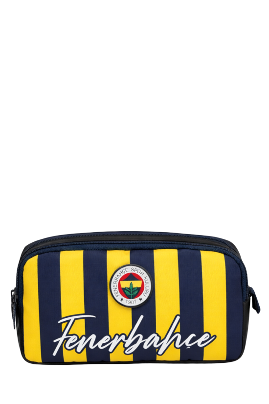 Fenerbahçe Lisanslı Klasik Çubuklu Kalemlik - Çift Bölmeli Sarı Lacivert Spor Kalem Çantası