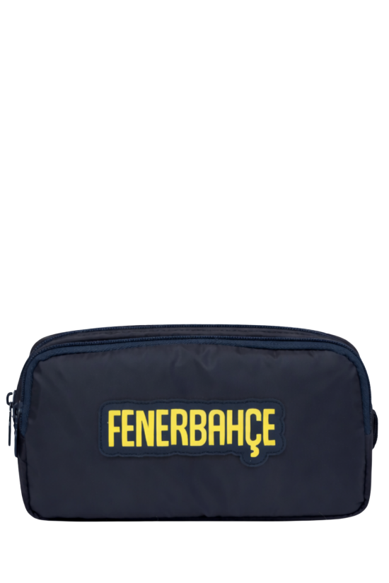 Fenerbahçe Lisanslı Lacivert Çift Bölmeli Kalemlik - Rubber Yazılı Su İtici Kumaşlı Kalem Kutusu