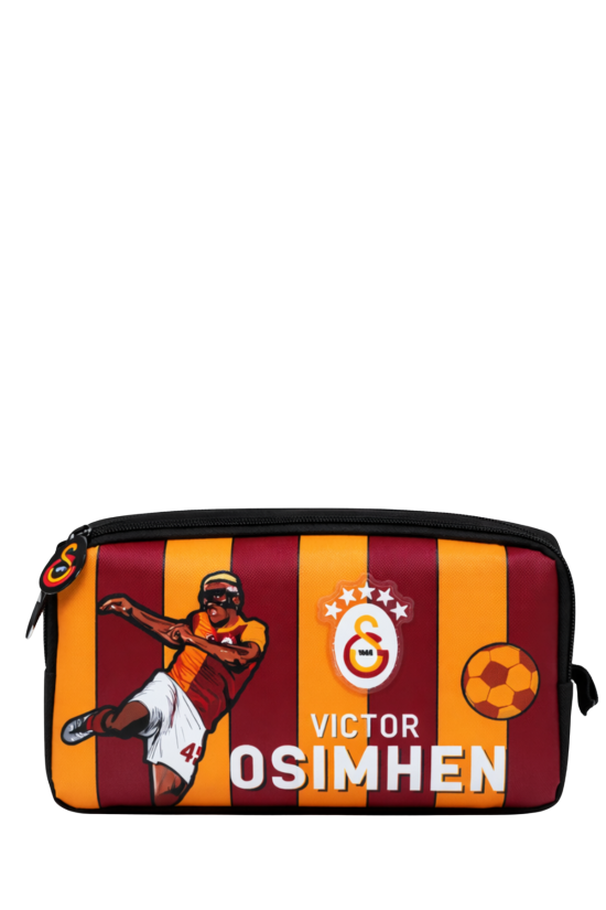 Galatasaray Lisanslı Victor Osimhen Kalemlik - Çift Bölmeli Su İtici Kumaşlı Parçalı Kalem Çantası