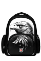 Beşiktaş Lisanslı 3 Bölmeli Kartal Desenli Okul Çantası - Rubber Logolu Su İtici Kumaşlı Okul Sırt Çantası