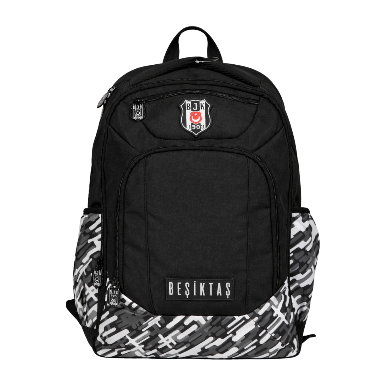 Beşiktaş Lisanslı Çok Bölmeli Sırt Çantası - Su İtici Kumaşlı Desenli Laptop Okul Çantası