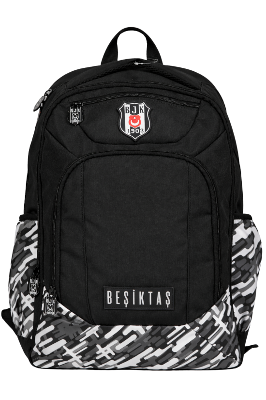 Beşiktaş Lisanslı Çok Bölmeli Sırt Çantası - Su İtici Kumaşlı Desenli Laptop Okul Çantası