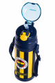 Fenerbahçe Lisanslı Silikon Pipetli Çelik Matara - Çubuklu Desenli Paslanmaz Su Matarası 425 ml