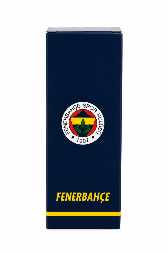 Fenerbahçe Lisanslı Silikon Pipetli Çelik Matara - Çubuklu Desenli Paslanmaz Su Matarası 425 ml