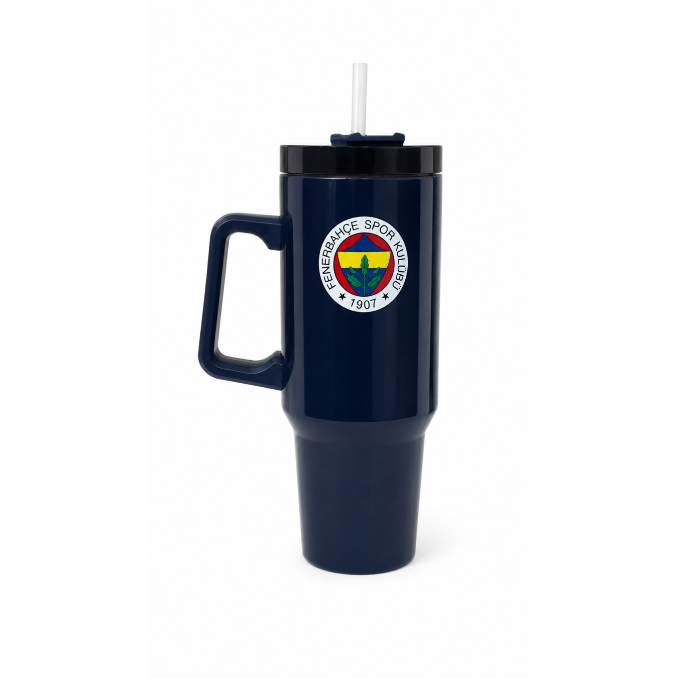 Lisansli Pipetli Kulplu Termos Mug - Lacivert Paslanmaz Çelik Matara 1,20 Litre