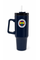 Lisansli Pipetli Kulplu Termos Mug - Lacivert Paslanmaz Çelik Matara 1,20 Litre