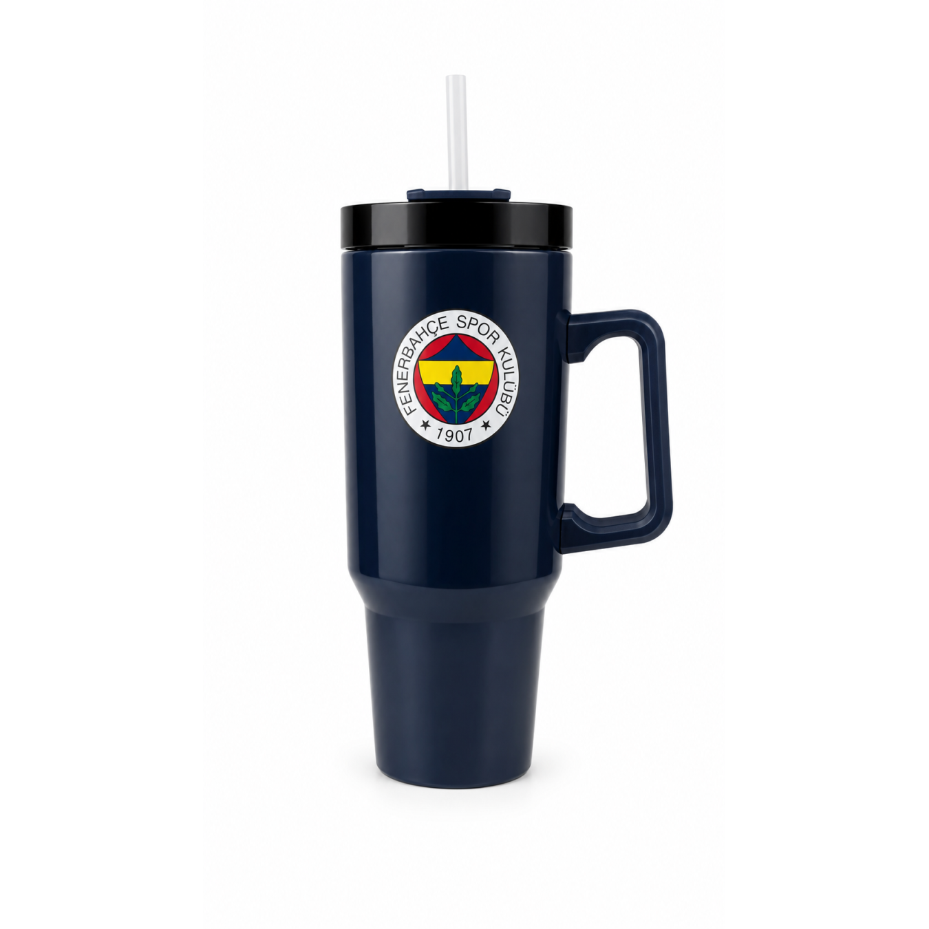 Lisansli Pipetli Kulplu Termos Mug - Lacivert Paslanmaz Çelik Matara 1,20 Litre