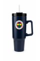 Lisansli Pipetli Kulplu Termos Mug - Lacivert Paslanmaz Çelik Matara 1,20 Litre