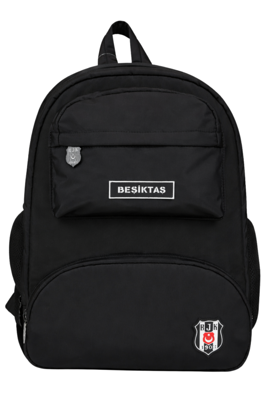Beşiktaş Lisanslı Logolu Siyah Sırt Çantası - Su İtici Kumaşlı Laptop Bölmeli Okul Çantası
