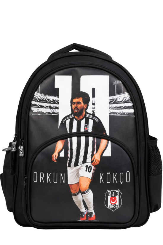 Beşiktaş Lisanslı Orkun Kökçü Okul Çantası - Üç Bölmeli Su İtici Kumaşlı Sırt Çantası
