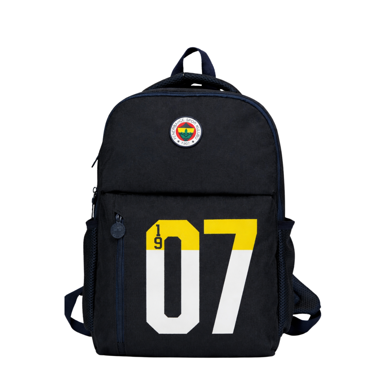 Fenerbahçe Lisanslı 1907 Baskı Detaylı Lacivert Sırt Çantası - Laptop Bölmeli Su İtici Kumaşlı Okul Çantası