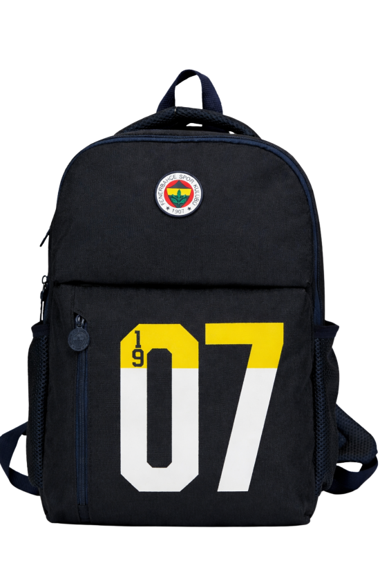 Fenerbahçe Lisanslı 1907 Baskı Detaylı Lacivert Sırt Çantası - Laptop Bölmeli Su İtici Kumaşlı Okul Çantası