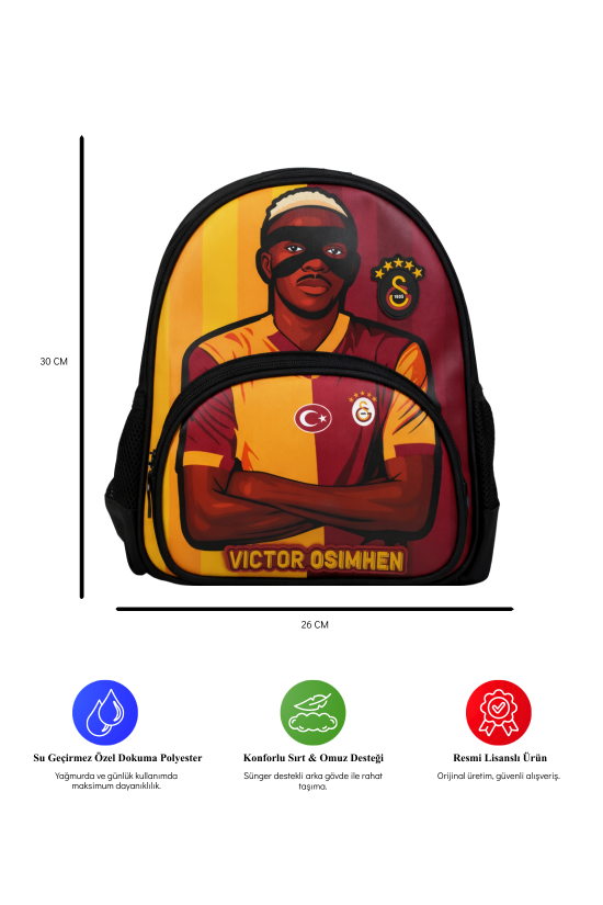 Galatasaray Lisanslı Victor Osimhen Anaokulu Çantası – GS Kreş Çantası