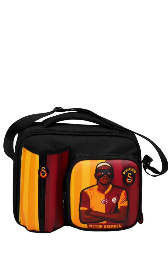 Galatasaray Lisanslı Victor Osimhen Figürlü 3 Bölmeli Su İtici Kumaşlı Beslenme Çantası