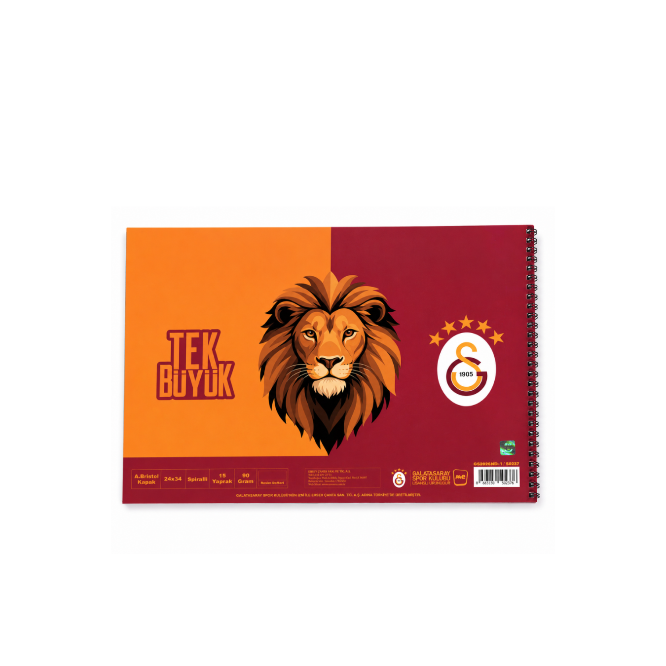 Galatasaray Lisanslı 4'lü Okul Resim Defteri Seti - 24x34 cm Spiralli 15 Yaprak Defter