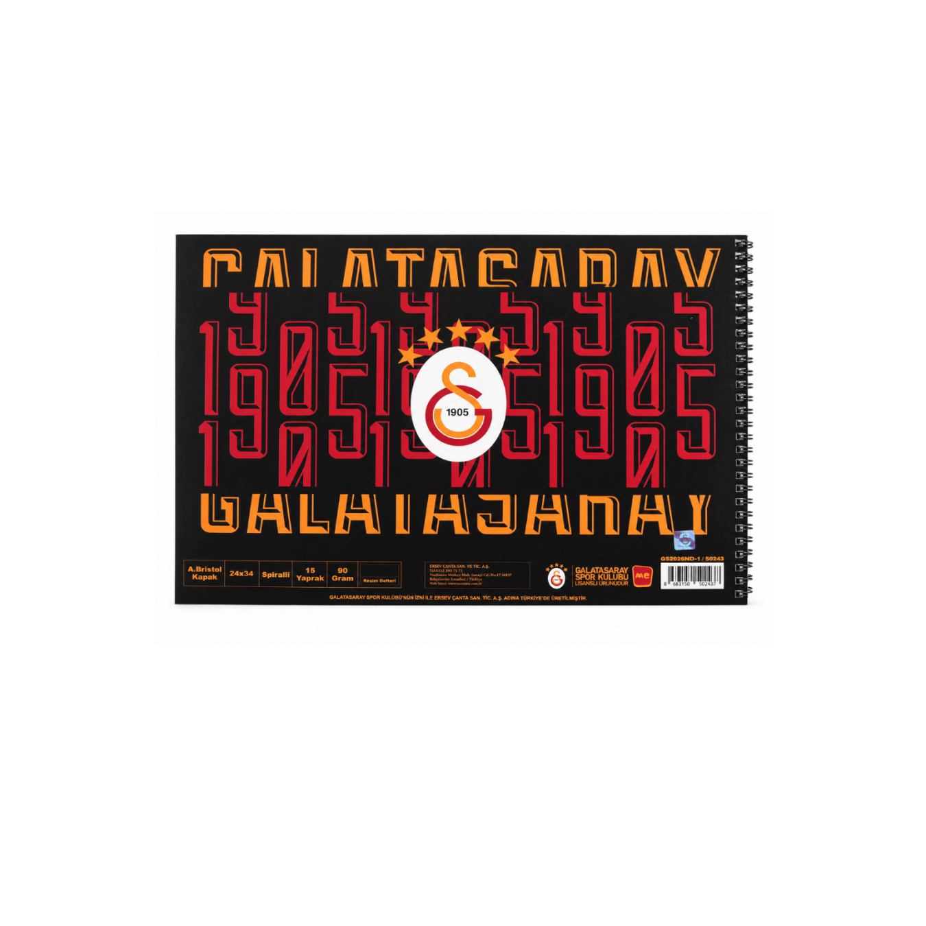 Galatasaray Lisanslı 4'lü Okul Resim Defteri Seti - 24x34 cm Spiralli 15 Yaprak Defter