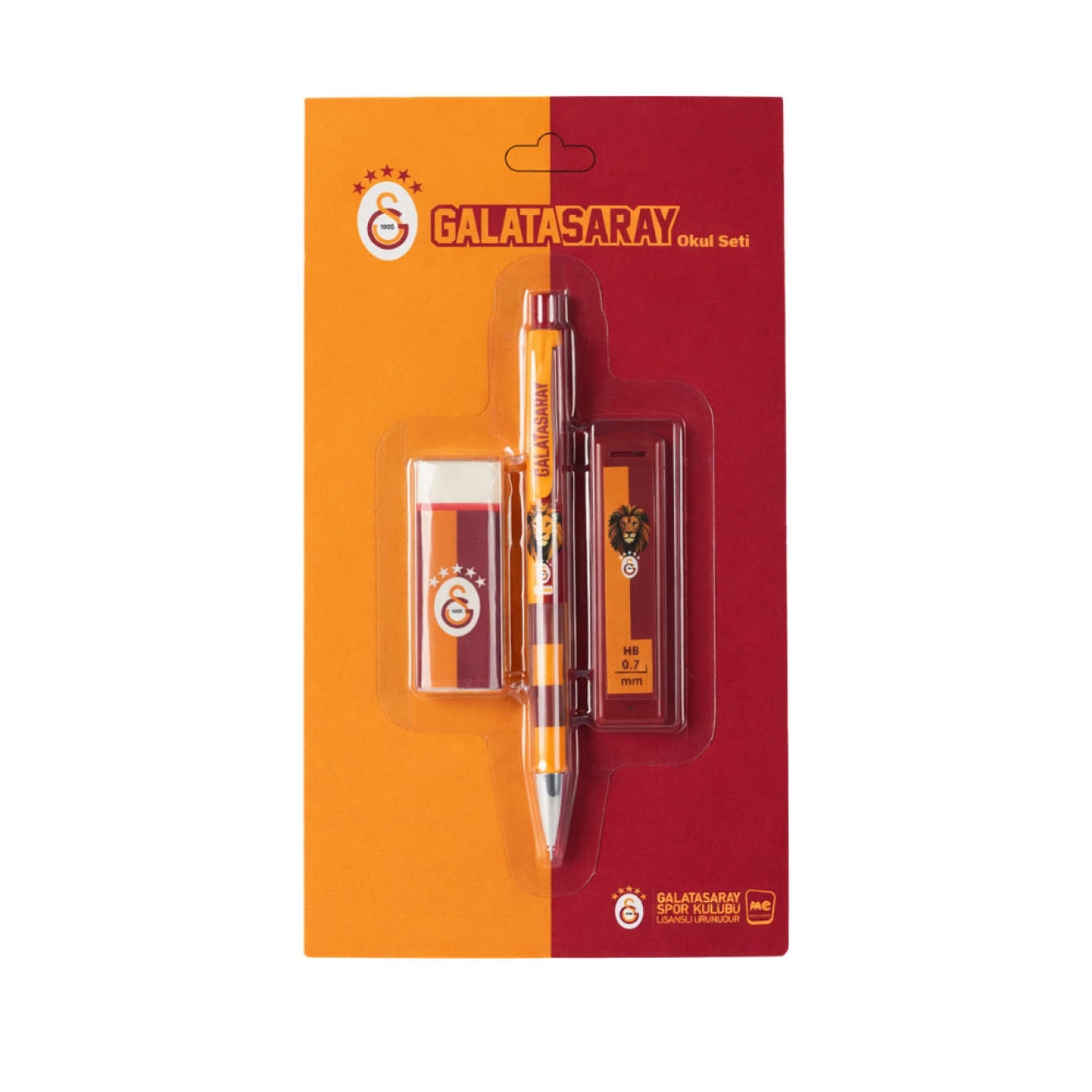 Galatasaray Lisanslı Versatil Kalem Seti - 0.7 mm Kalem Ucu ve Silgili 3'lü Okul Seti