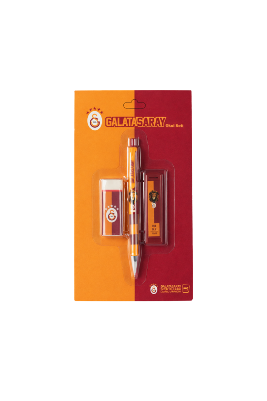 Galatasaray Lisanslı Versatil Kalem Seti - 0.7 mm Kalem Ucu ve Silgili 3'lü Okul Seti