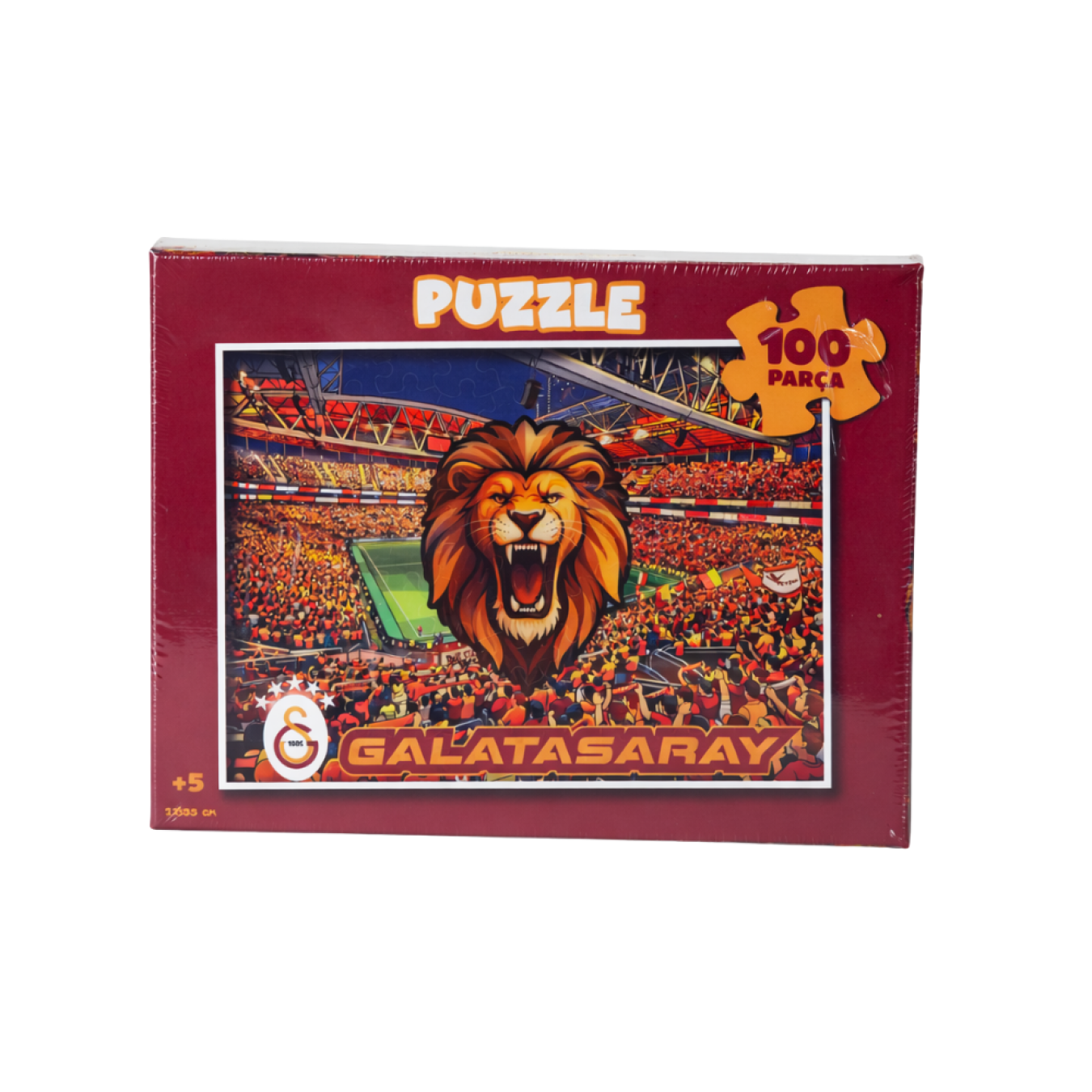 Lisansli 100 Parça Puzzle - Kükreyen Aslan ve Stadyum Baskili Çocuk Yapboz