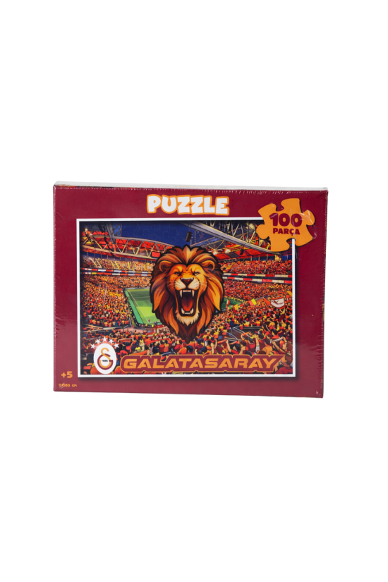 Lisansli 100 Parça Puzzle - Kükreyen Aslan ve Stadyum Baskili Çocuk Yapboz