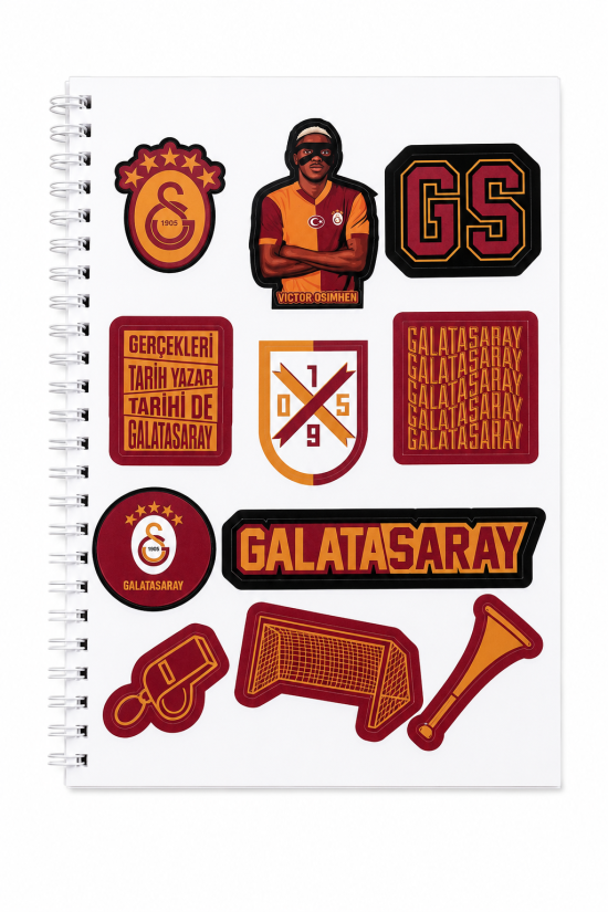 Galatasaray Lisanslı Icardi ve Osimhen Baskılı Sticker Kitabı - 6 Sayfa 70 Parça Çıkartma Albümü