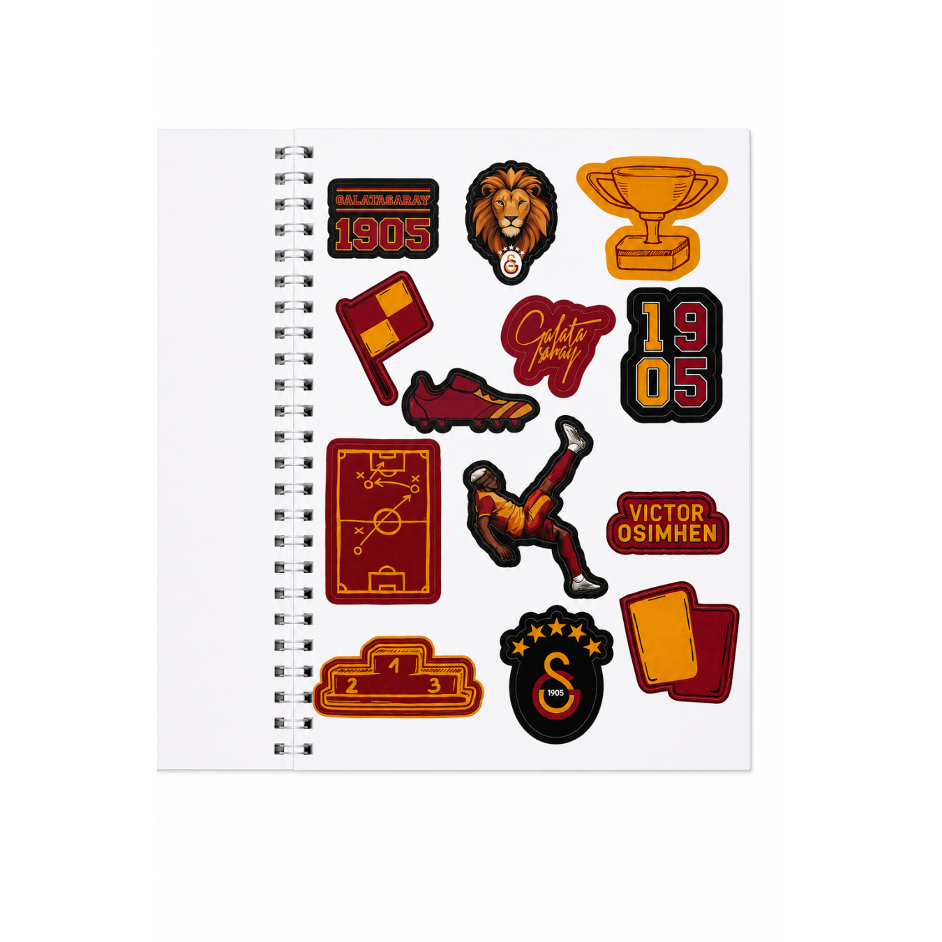 Galatasaray Lisanslı Icardi ve Osimhen Baskılı Sticker Kitabı - 6 Sayfa 70 Parça Çıkartma Albümü