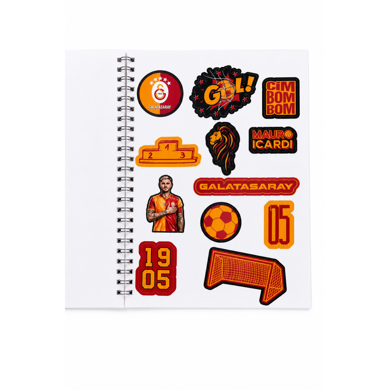 Galatasaray Lisanslı Icardi ve Osimhen Baskılı Sticker Kitabı - 6 Sayfa 70 Parça Çıkartma Albümü