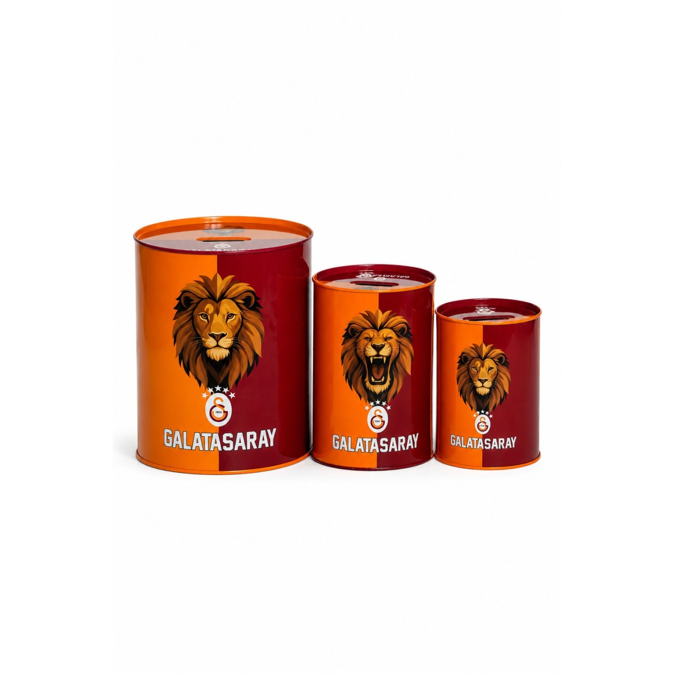 Galatasaray Lisanslı Aslan Baskılı Kumbara Seti - Çocuklar İçin 3'lü Taraftar Kumbarası